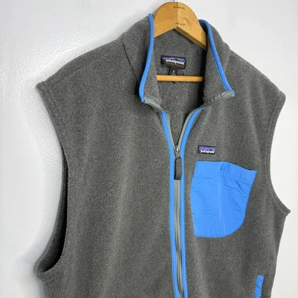 PATAGONIA Synchilla Karstens Gray and Blue Men’s Fleece Vest - Picture 2 of 5